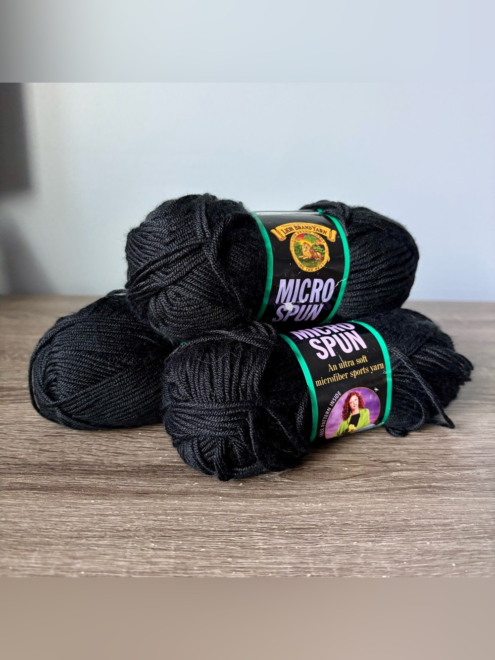 Lion Brand Micro Spun 100% Acrylic Yarn Ebony Black LOT OF 3
